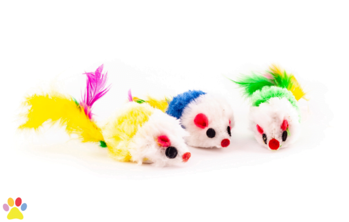 Mouse with feather tail 3pcs.